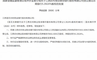 厦门江西农商联合银行获批受让莲花农商银行5.3924%股权